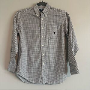 Ralph Lauren Brown and Blue Checkered Button Down Shirt, Boys Size M 10-12, Fall